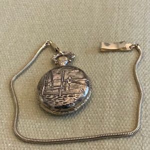 Quintel Pocket Watch- Antimagnetic- Wind Up- Works- Watch Fob-Gold & Silver Tone